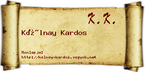 Kálnay Kardos névjegykártya